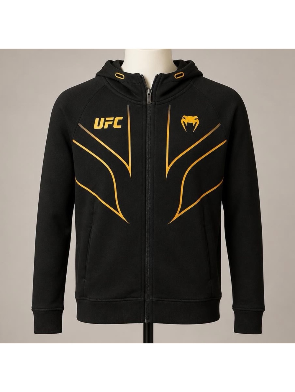 Venum UFC Black and Gold Full Zip Hoodie Size S